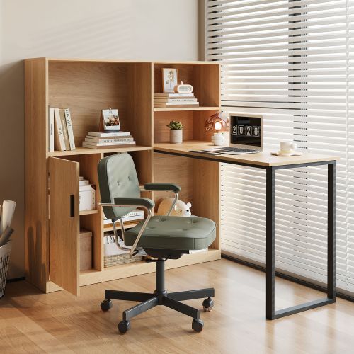 Bureau Droit Avec Bibliothèque, Naturel