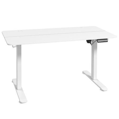 Bureau Droit, Électrique, Réglable En Hauteur 140x70 Cm, Blanc