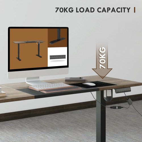 Bureau Droit, Burau Électrique Avec Moteur, Réglable En Hauteur, Naturel Et Noir