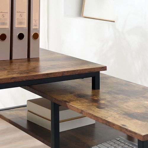 Bureau D'angle En L Avec Étagère, Pour Bureau Et Bureau à Domicile, Marron