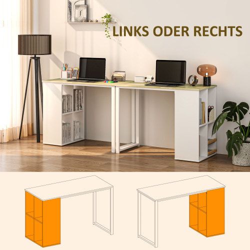 Bureau Droit Avec Rangements, Pour Bureau à Domicile, 100x54x75 Cm, Chêne
