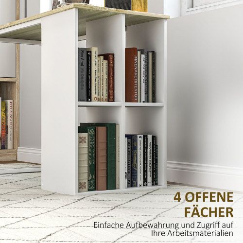 Bureau Droit Avec Rangements, Pour Bureau à Domicile, 100x54x75 Cm, Chêne