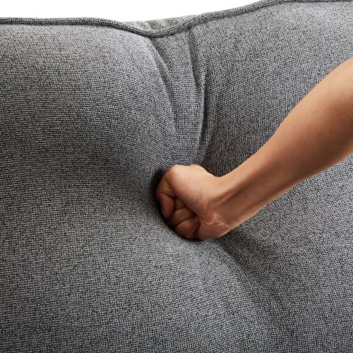 Canapé 4 Places, Canapé Droit Avec Poches D'accoudoir Et 4 Coussins, Lin, Gris Foncé