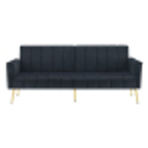 Canapé 2 Places, Canapé Droit Avec Pieds Auxiliaires, Dossier Rabattable, Velours, Noir