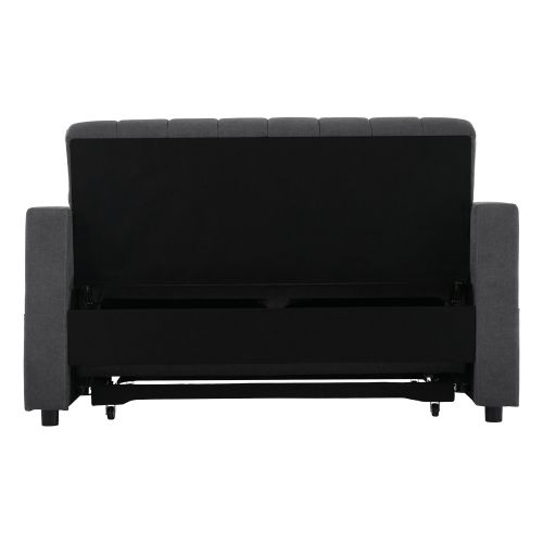 Canapé 2 Places, Canapé Pliant Avec Porte-gobelet Et Poche D'accoudoir, 2 Coussins, Velours, Gris