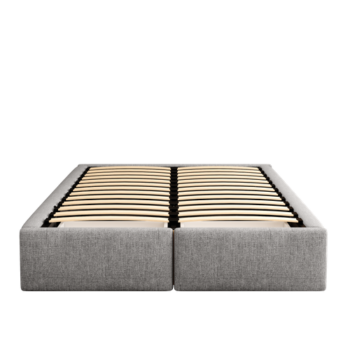 Lit Coffre Adulte 140x200cm Avec 2 Tiroirs, Grand Espace De Rangement Et Sommier, Lin et Coton, Gris