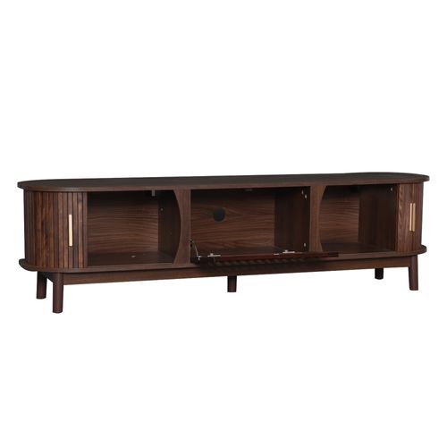 Meuble TV Marron 165 Cm, Rangement De Salon Avec 2 Portes Coulissantes