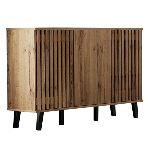 Buffet De Cuisine 150x40x95cm, Rangement, 3 Portes, Couleur Bois