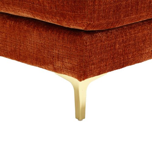 Canapé 4 Places, Canapé D'angle Fixe, Avec 2 Sièges Inclinables, En Chenille, Orange