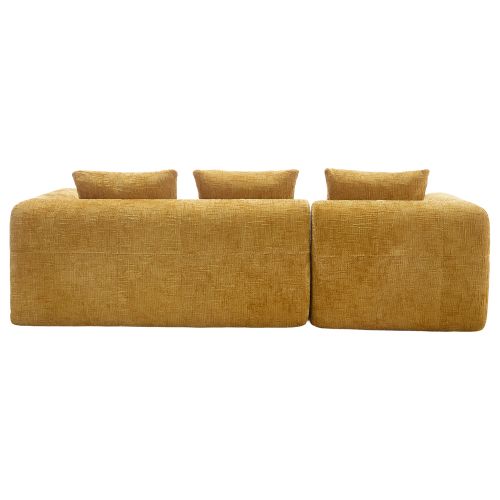 Canapé 3 Places, Canapé D'angle, Avec 3 Oreillers, Poche Latérale, Jaune