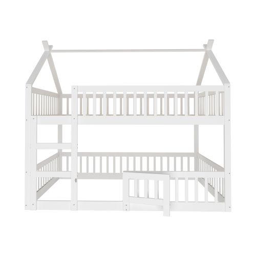 Lit Superposé 140x200 Cm, Lit Enfant En Bois, Avec Escalier, Design Loft, Blanc
