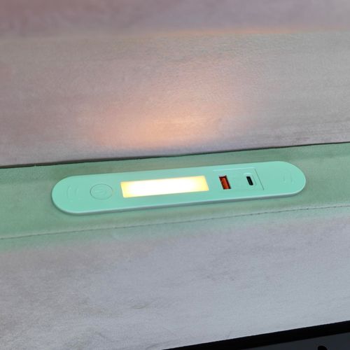 Lit Coffre Enfant 90x200cm, Tête De Lit Avec Niche LED Et USB, Velours, Gris Clair