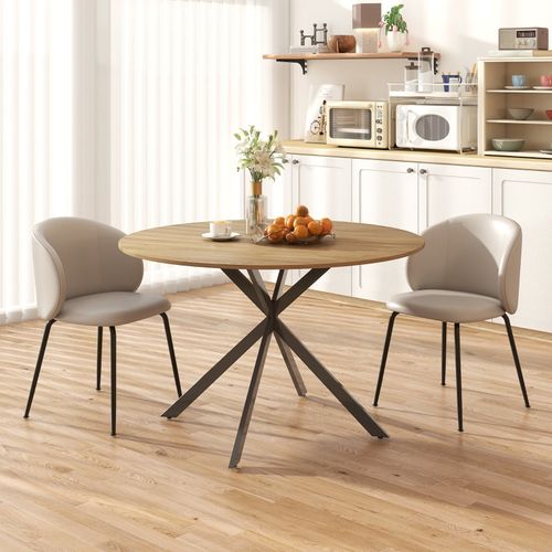 Table à Manger Ronde Chêne 120cm 4 Personne, Style Industriel