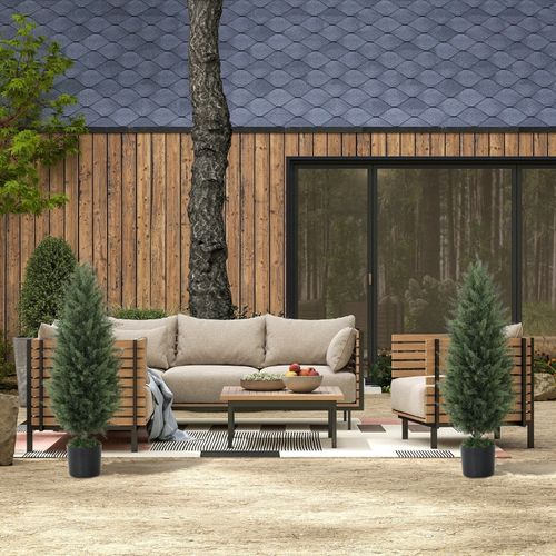 Lot De 2 Plantes Artificielles Arbre Cyprès 90cm Avec Pot