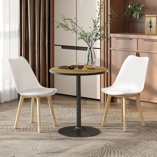 Table à Manger Ronde 70cm 4 Personnes Imitation Chêne