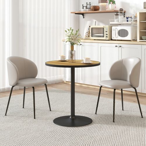 Table à Manger Ronde 70cm 4 Personnes Imitation Chêne