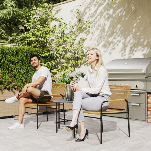 Ensemble Jardin Table Ronde Et 2 Fauteuils, 3 Pièces