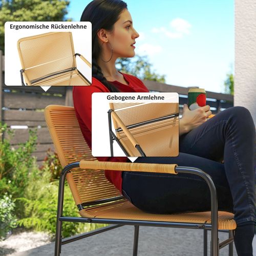 Ensemble Jardin Table Ronde Et 2 Fauteuils, 3 Pièces