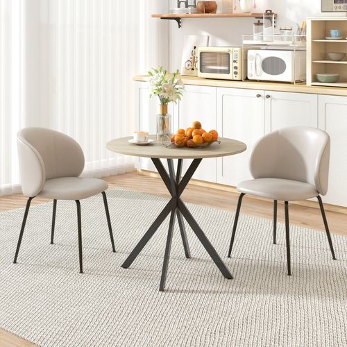 Table à Manger Ronde 80cm 2 Personnes Imitation Chêne