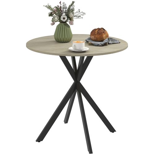 Table à Manger Ronde 80cm 2 Personnes Imitation Chêne