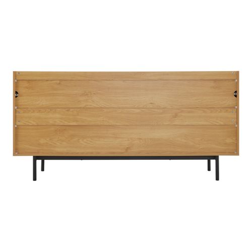 Buffet 160x40x78cm, 4 Portes, Cloisons Réglables, Panneaux De Particules, Couleur Bois