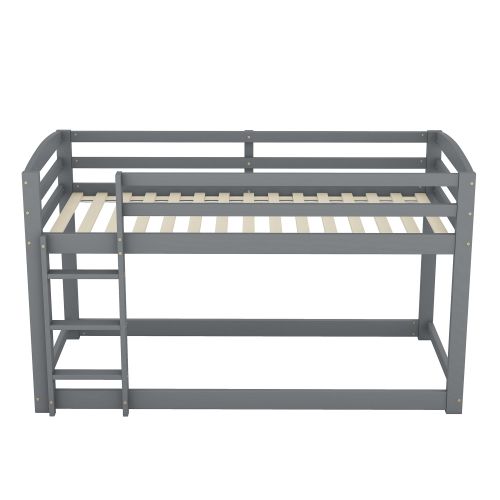 Lit Superposé 90x200 Cm, Lit Enfant En Pin, Gris