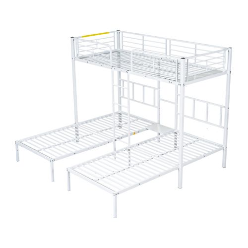 Lit Superposé 90x200 Cm, Lit Enfant, Lit 3 Personnes Avec Barrière De Sécurité Et Table, Blanc