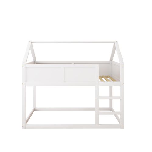 Lit Superposé 90x200 Cm, Lit Enfant Avec Escalier, Structure En Bois, Blanc