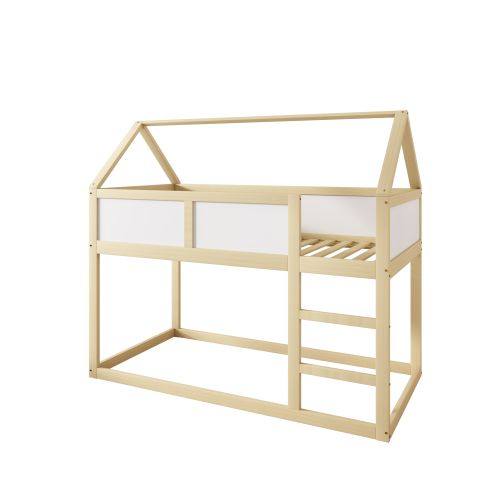 Lit Superposé 90x200 Cm, Lit Enfant Avec Escalier, Structure En Bois, Couleur Bois