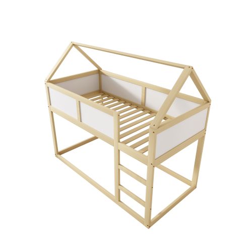 Lit Superposé 90x200 Cm, Lit Enfant Avec Escalier, Structure En Bois, Couleur Bois