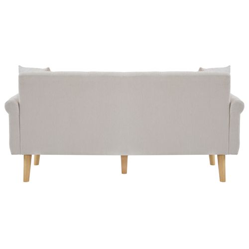 Canapé 2 Places Beige Avec Coussins En Tissu Chenille 162x74x77cm