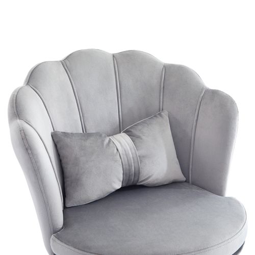Chaise Pivotante Gris En Velours Hauteur Réglable, Avec Coussin Lombaire