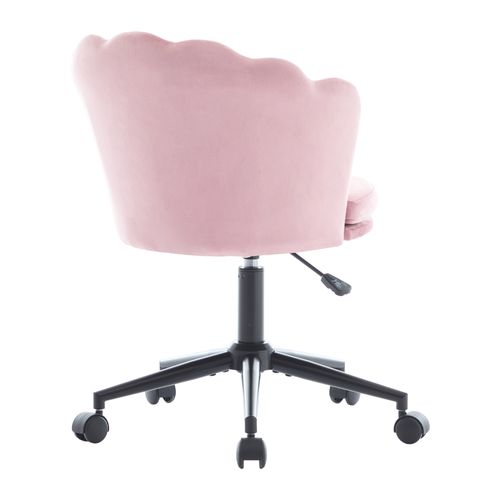 Chaise Pivotante Rose En Velours Hauteur Réglable, Avec Coussin Lombaire