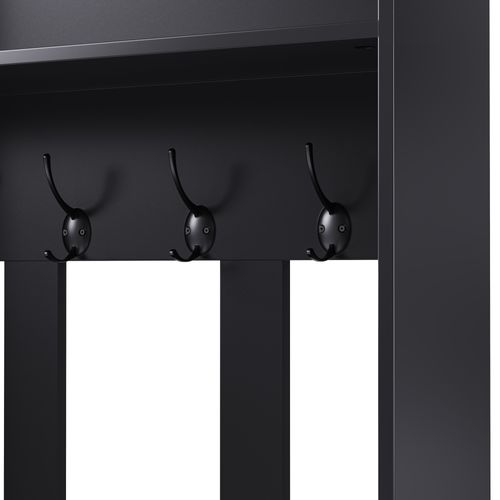 Vestiaire, Meuble D'entrée Noir Avec Banc, 2 Tiroirs Et Étagères à Chaussures