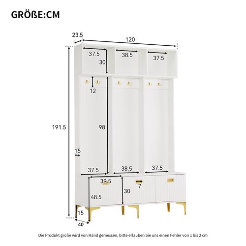 Vestiaire Meuble D’entrée Noir Avec Multirangement H.191.5cm