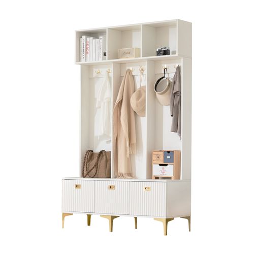 Vestiaire Meuble D’entrée Noir Avec Multirangement H.191.5cm