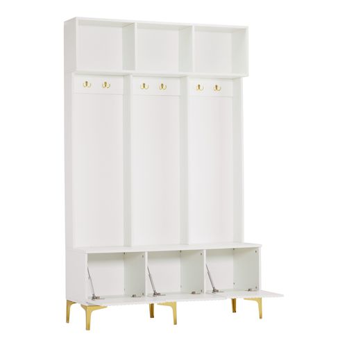 Vestiaire Meuble D’entrée Noir Avec Multirangement H.191.5cm