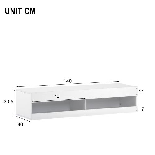 Meuble TV Blanc LED, Meuble TV Bas Avec Espace De Rangement Ouvert