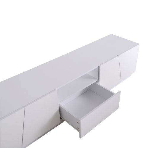 Meuble TV Blanc Avec Rangement Ouvert, Tiroir Et 2 Casiers