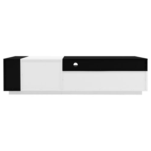 Meuble TV Blanc Et Noir, Meuble TV Bas Avec Tiroir, Caiser Et Rangements Ouverts
