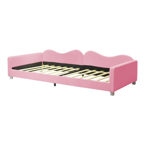 Lit Enfant 90x200cm Rose, Lit Banquette En Tissu Teddy