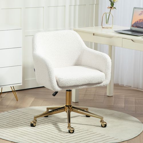 Fauteuil De Bureau Blanc Crème 60×61×88 Cm, Polyester
