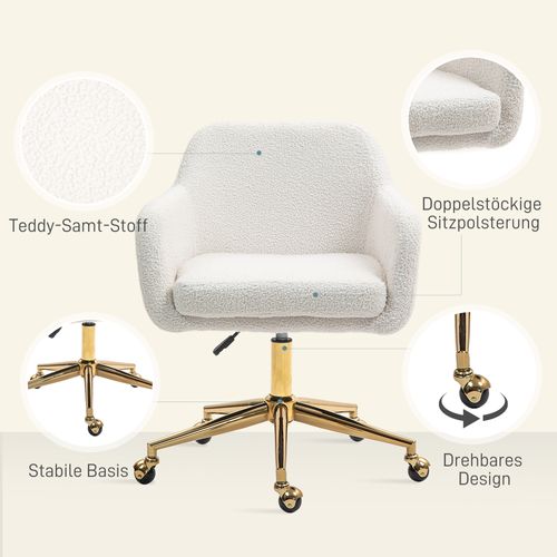 Fauteuil De Bureau Blanc Crème 60×61×88 Cm, Polyester