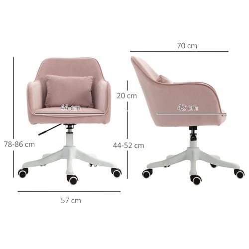 Fauteuil De Bureau Rose 57×70×86 Cm, Velours