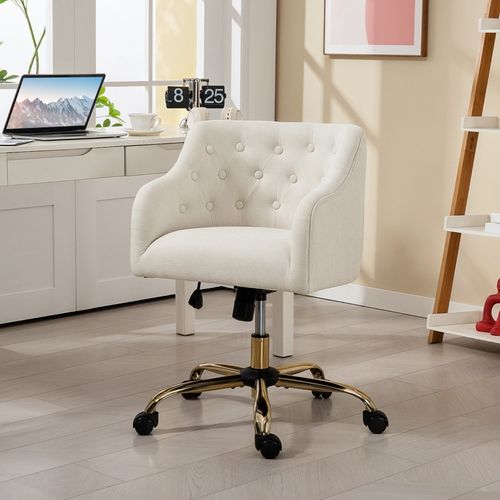 Fauteuil De Bureau Beige 54×52×81 Cm, Polyester