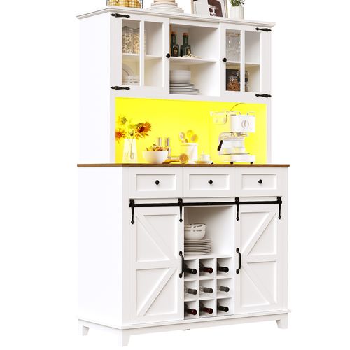 Buffet De Cuisine, Buffet Haut Blanc 105 X 38.4 X 180 Cm , Mdf