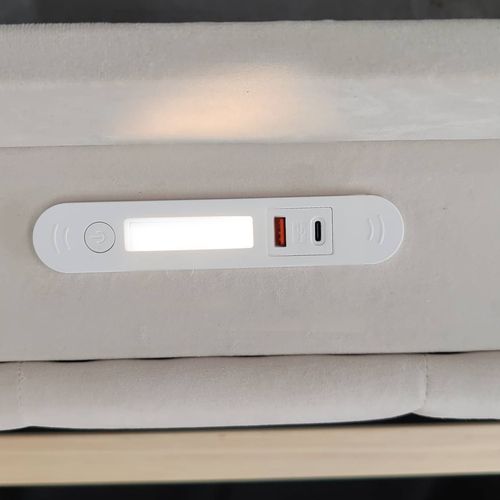 Lit Coffre 90x200cm , Tête De Lit Avec Ports USB Et Étagères, Velours Beige