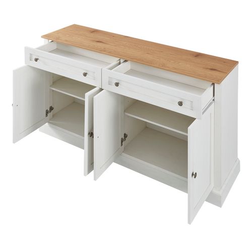 Buffet 4 Portes Et 2 Tiroirs Plateau - Blanc