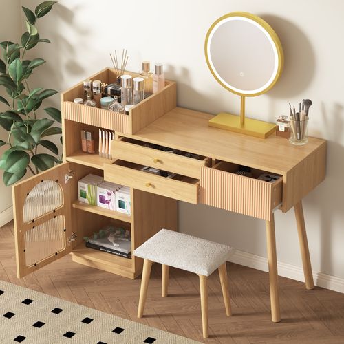 Coiffeuse,table De Maquillage Avec Miroir LED,bois(sans Tabouret)