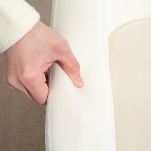 Rocking Chair, Fauteuil à Bascule En Velours Avec Accoudoirs, Patins En Bois, Blanc